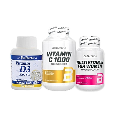 Balíček na imunitu pro ženy - Vitamín D3, Vitamín C, Multivitamín