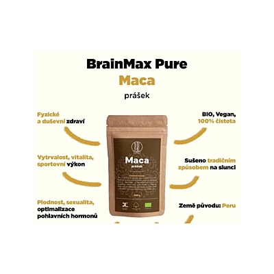 BrainMax Pure Maca BIO prášek, 200 g