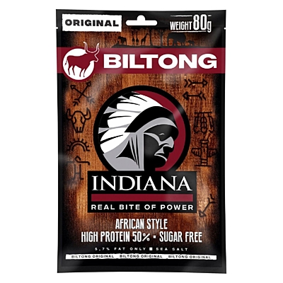 Indiana Jerky Hovězí sušené maso Biltong Original, 80 g