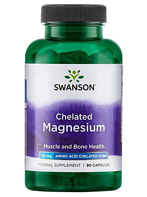 Swanson Chelated Magnesium (Chelát Hořčíku) 133 mg 90 kapslí
